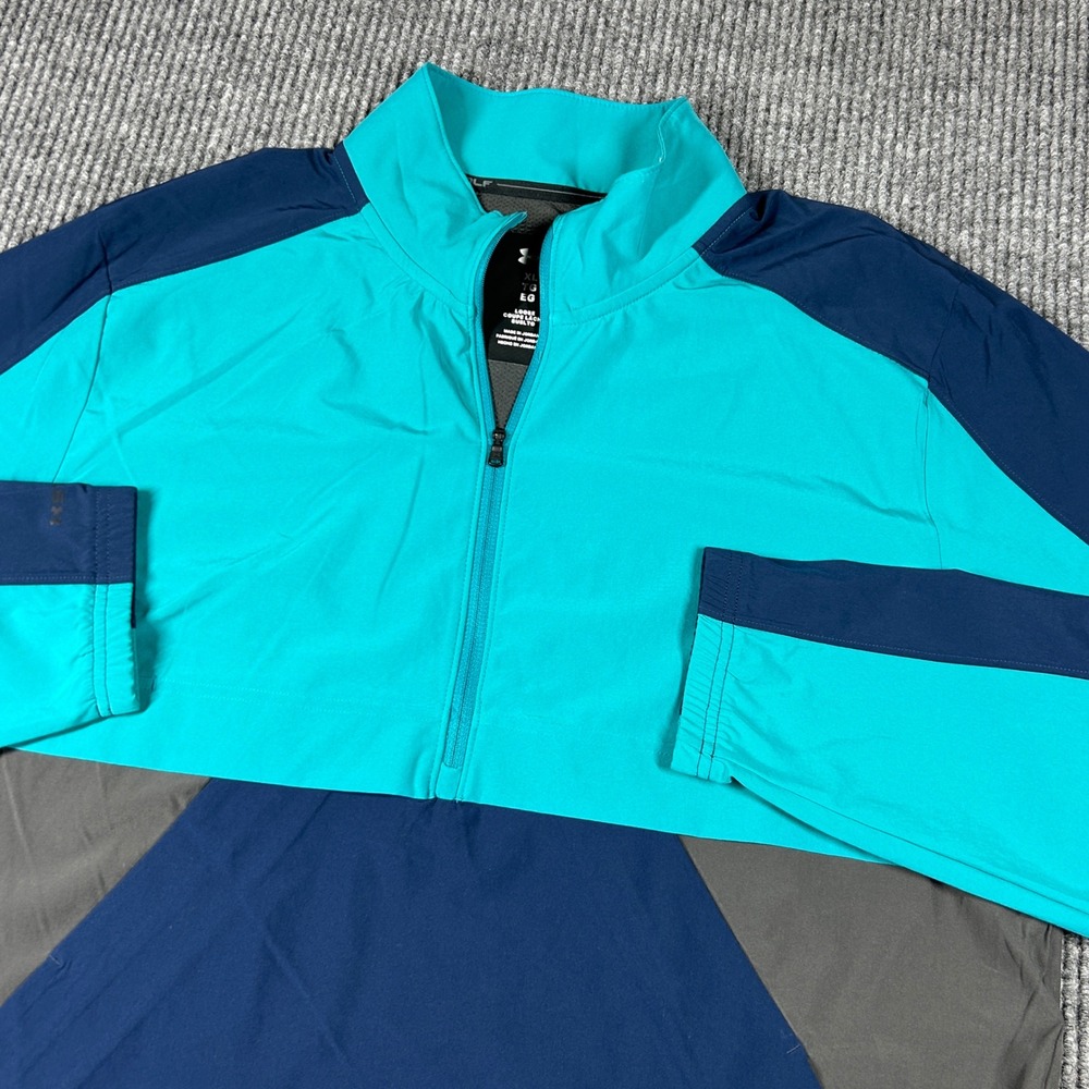 Under Armour Pullover Mens XL Golf Storm 1/4 Zip Blue Gray Colorblock Active
